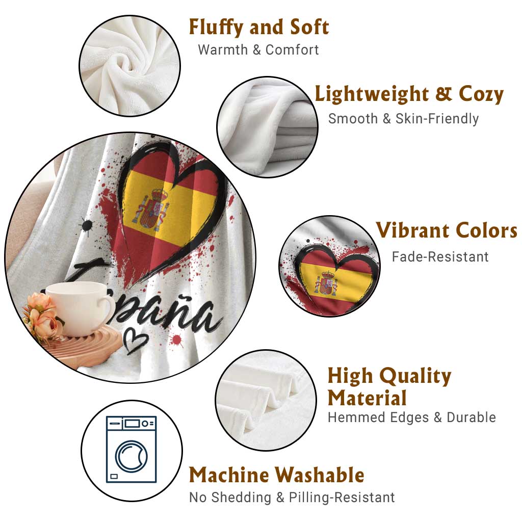 Espana Heart Spanish Flag Patriotic Spain Pride Throw Blanket TS11 Print Your Wear