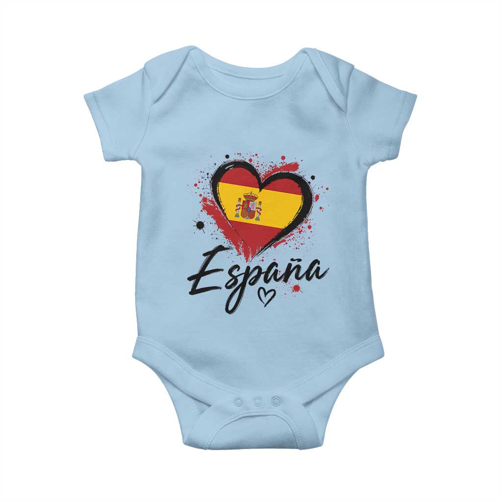 Espana Heart Spanish Flag Patriotic Spain Pride Baby Onesie TS11 Light Blue Print Your Wear