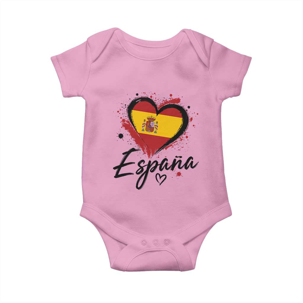 Espana Heart Spanish Flag Patriotic Spain Pride Baby Onesie TS11 Light Pink Print Your Wear