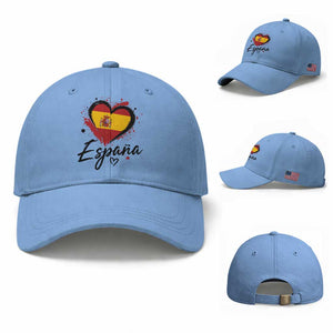 Espana Heart Spanish Flag Patriotic Spain Pride Baseball Cap TS11 Baseball Cap Universal Fit Light Blue Print Your Wear