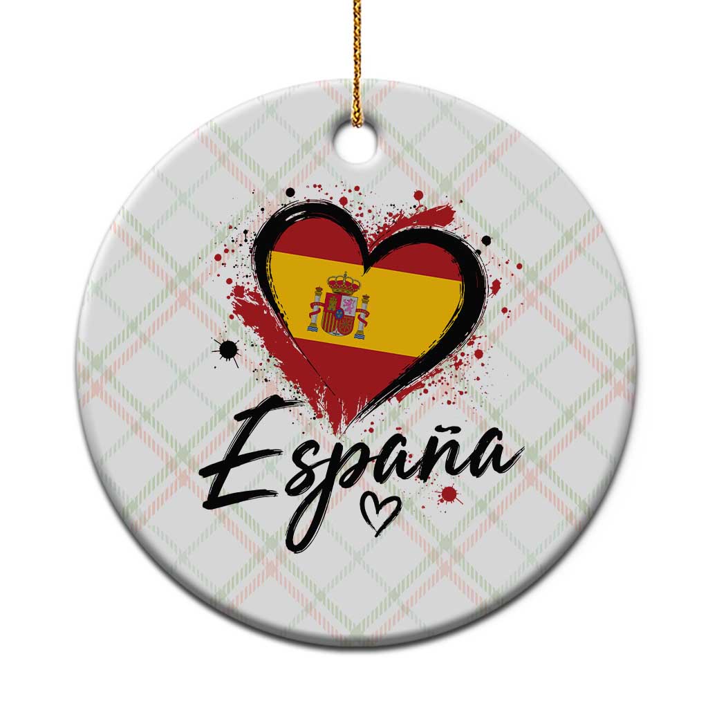 Espana Heart Spanish Flag Patriotic Spain Pride Ceramic Ornament TS11 1pc Christmas Plaid Print Your Wear