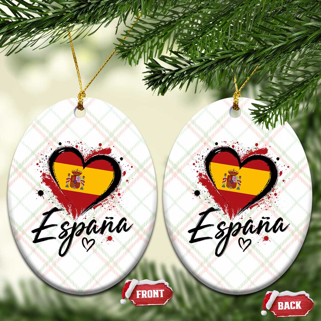 Espana Heart Spanish Flag Patriotic Spain Pride Ceramic Ornament TS11 Print Your Wear