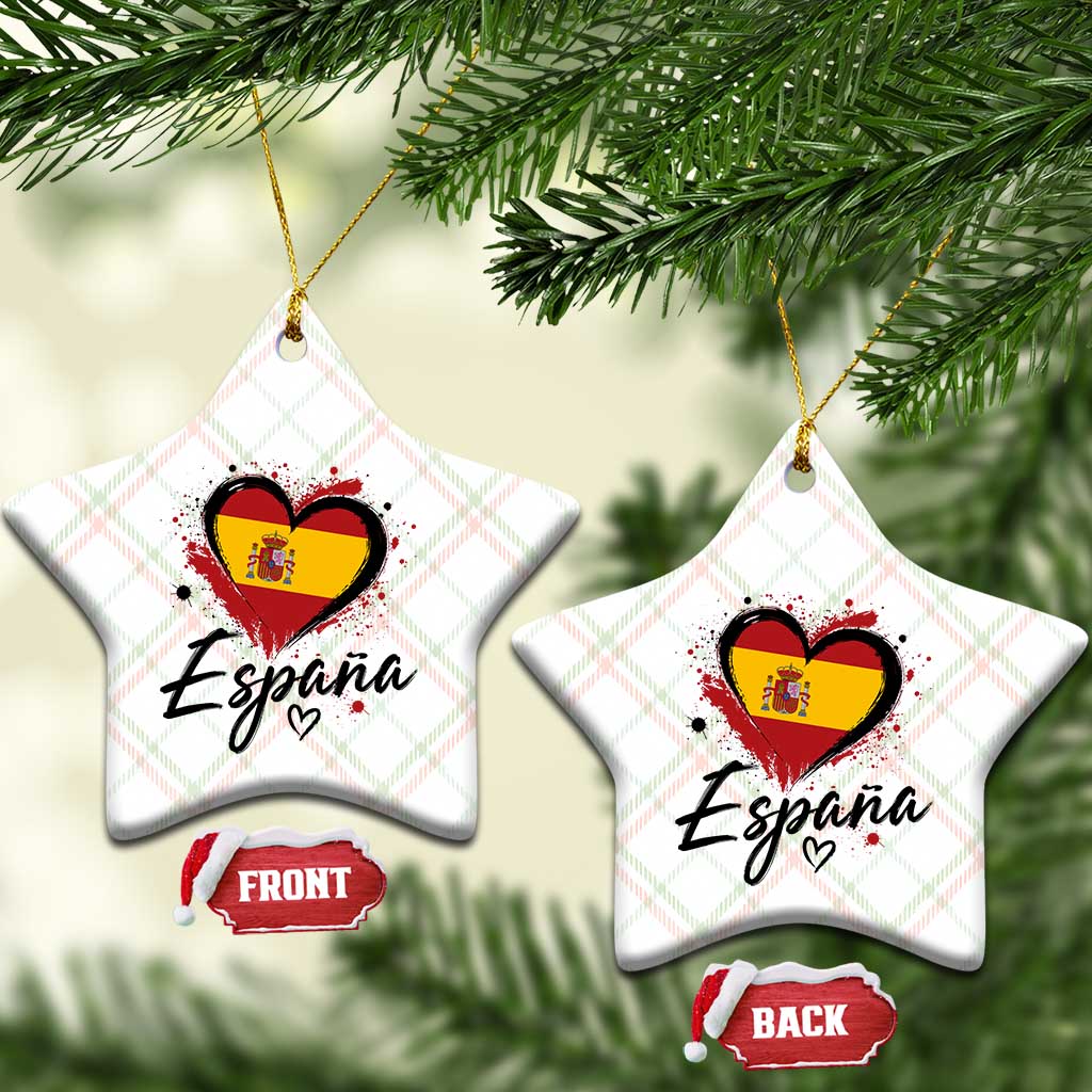 Espana Heart Spanish Flag Patriotic Spain Pride Ceramic Ornament TS11 Print Your Wear