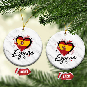 Espana Heart Spanish Flag Patriotic Spain Pride Ceramic Ornament TS11 1pc White Marble Print Your Wear