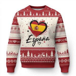 Espana Heart Spanish Flag Patriotic Spain Pride Ugly Christmas Sweater TS11 Beige Red Print Your Wear