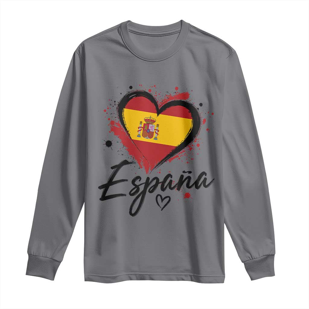 Espana Heart Spanish Flag Patriotic Spain Pride Long Sleeve Shirt TS11 Charcoal Print Your Wear