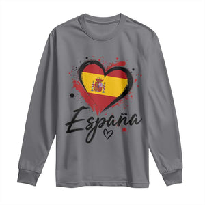 Espana Heart Spanish Flag Patriotic Spain Pride Long Sleeve Shirt TS11 Charcoal Print Your Wear