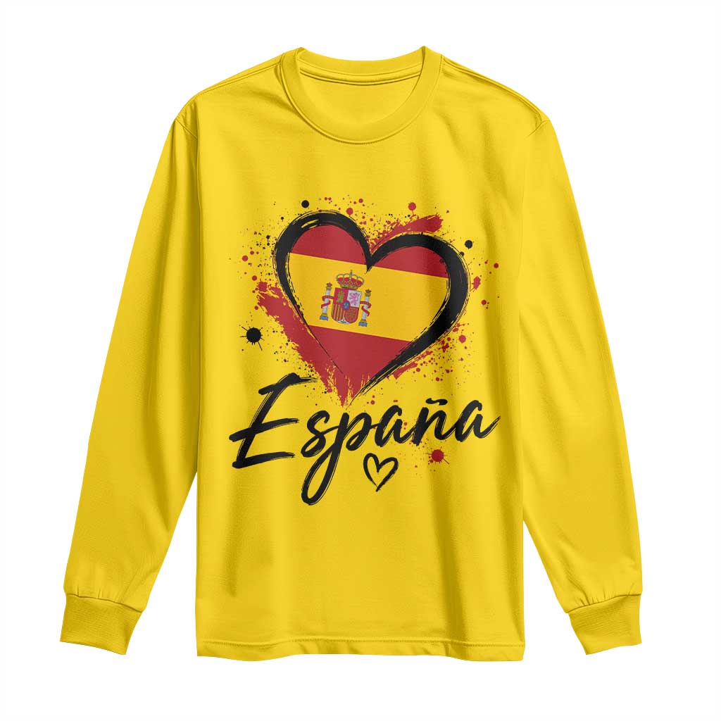 Espana Heart Spanish Flag Patriotic Spain Pride Long Sleeve Shirt TS11 Daisy Print Your Wear