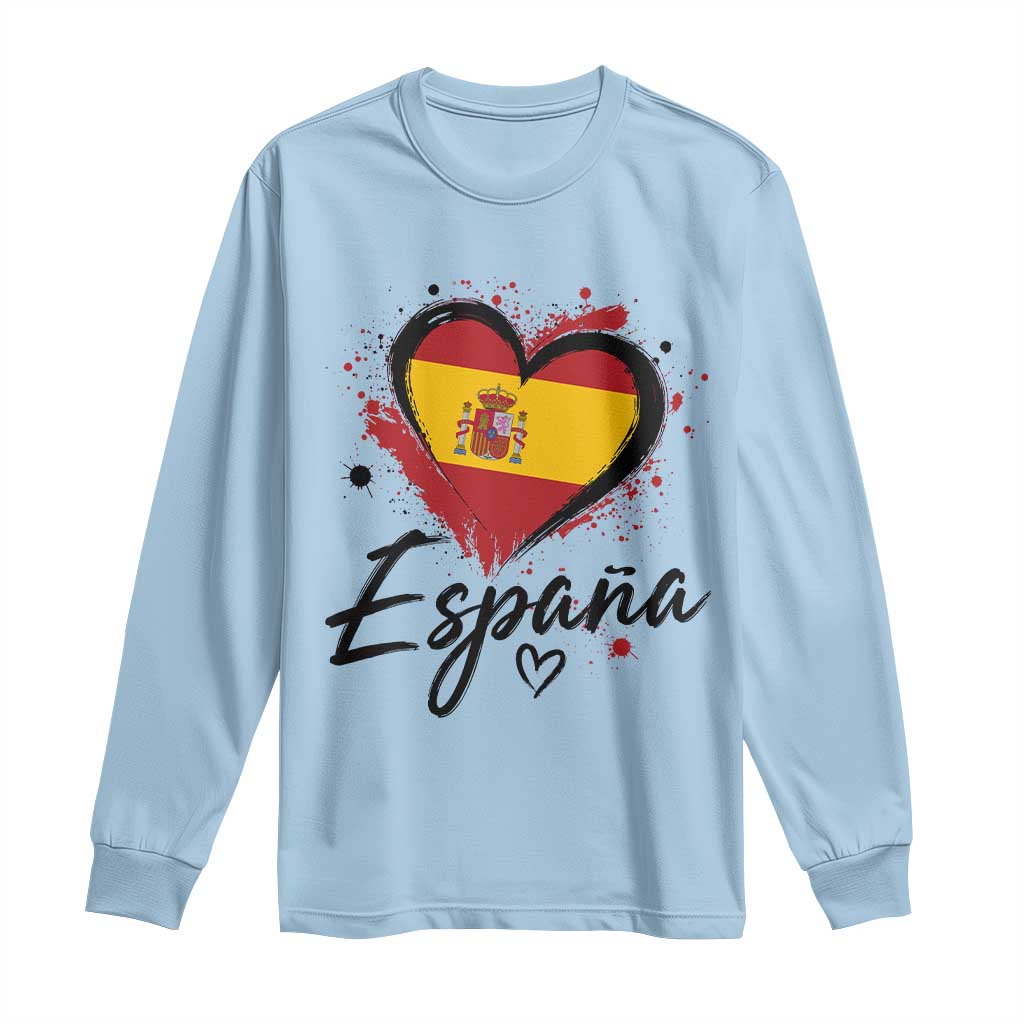 Espana Heart Spanish Flag Patriotic Spain Pride Long Sleeve Shirt TS11 Light Blue Print Your Wear