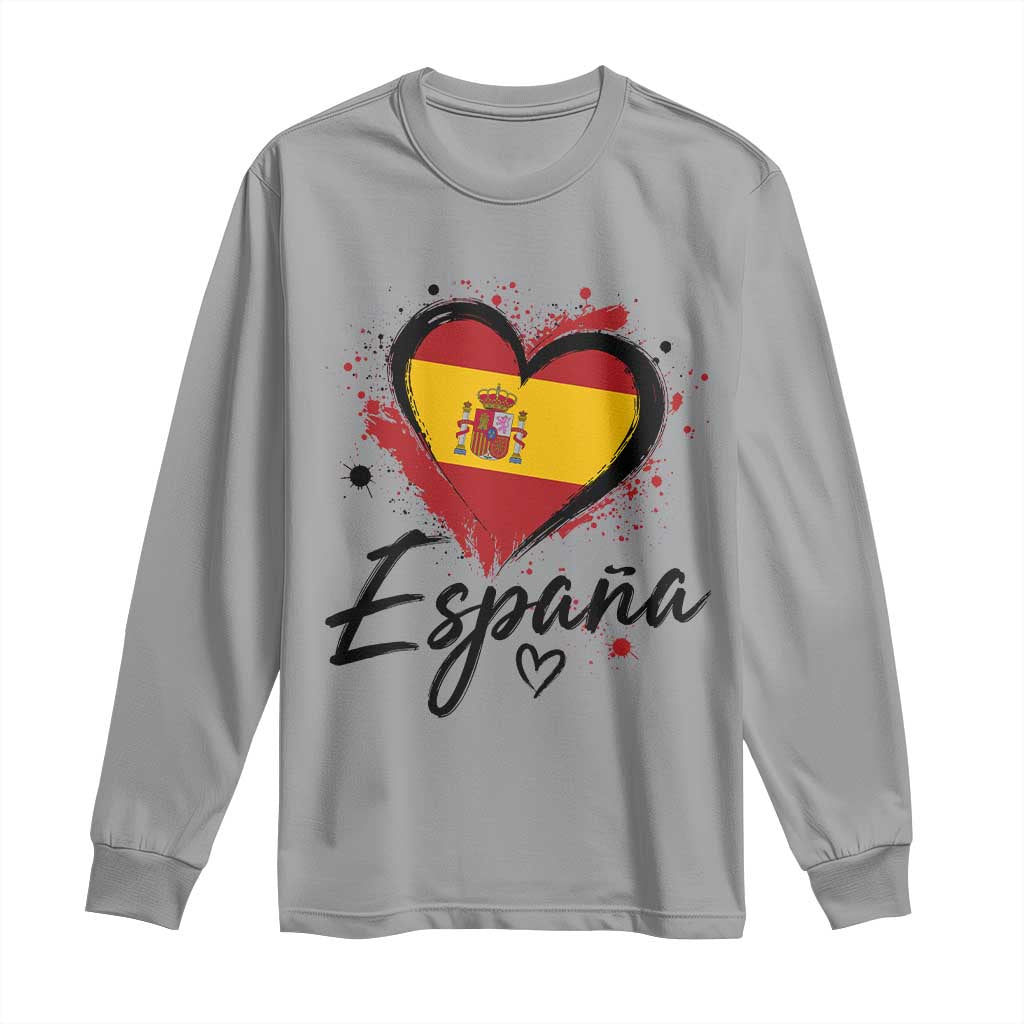 Espana Heart Spanish Flag Patriotic Spain Pride Long Sleeve Shirt TS11 Sport Gray Print Your Wear