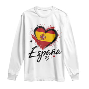 Espana Heart Spanish Flag Patriotic Spain Pride Long Sleeve Shirt TS11 White Print Your Wear
