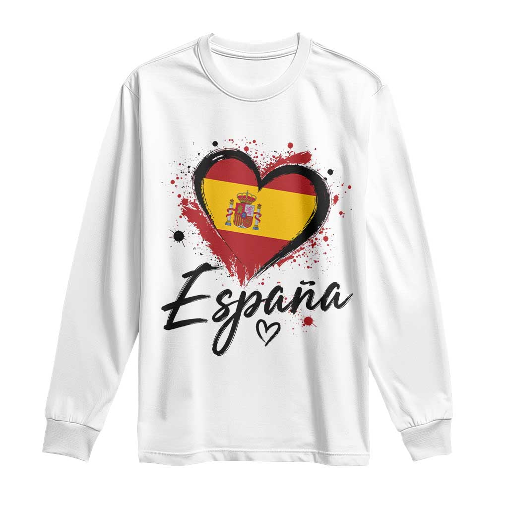 Espana Heart Spanish Flag Patriotic Spain Pride Long Sleeve Shirt TS11 White Print Your Wear