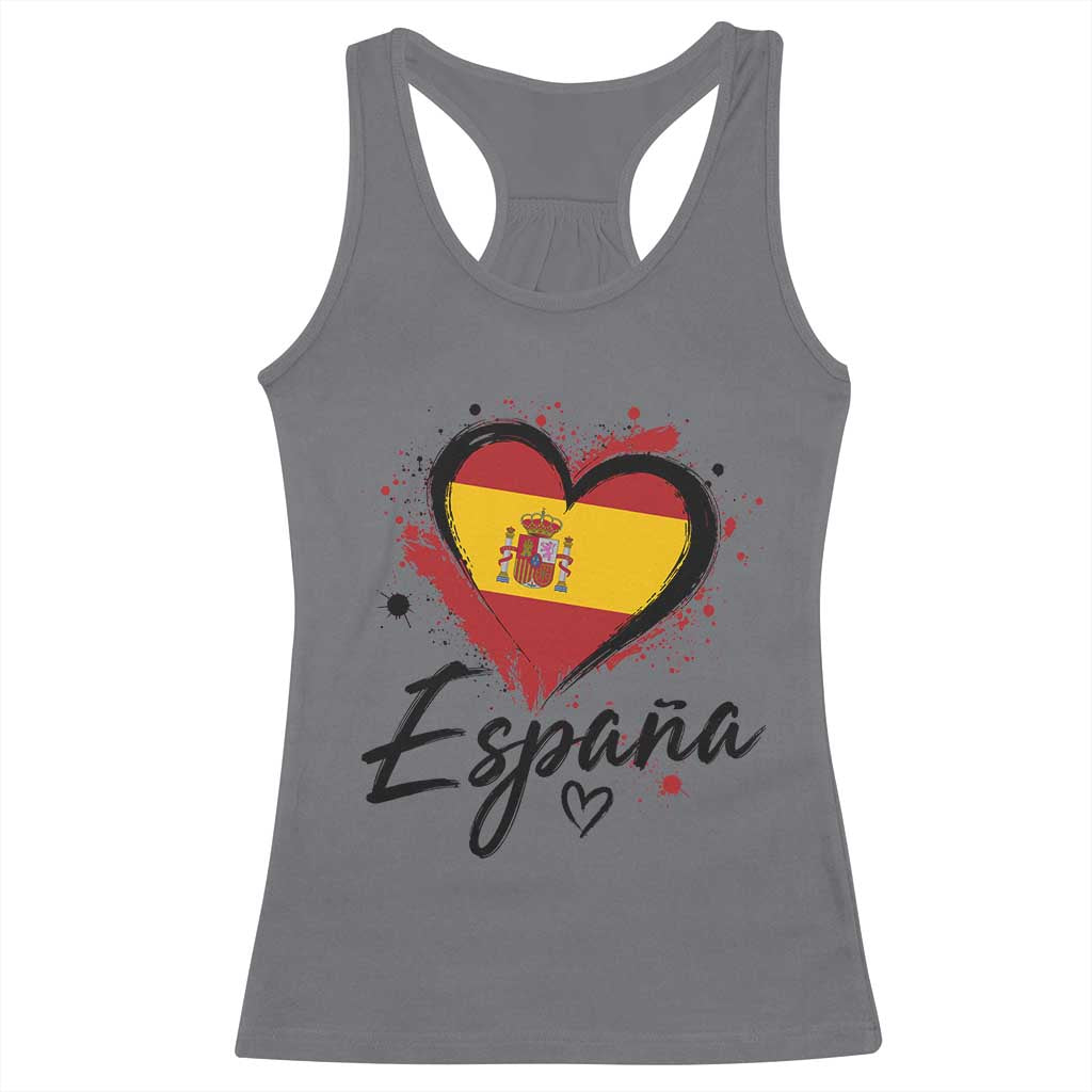 Espana Heart Spanish Flag Patriotic Spain Pride Racerback Tank Top TS11 Charcoal Print Your Wear