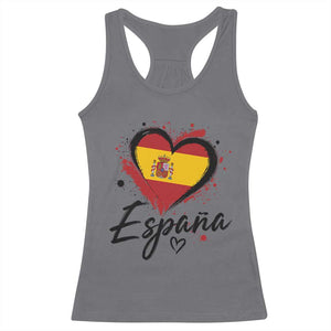 Espana Heart Spanish Flag Patriotic Spain Pride Racerback Tank Top TS11 Charcoal Print Your Wear