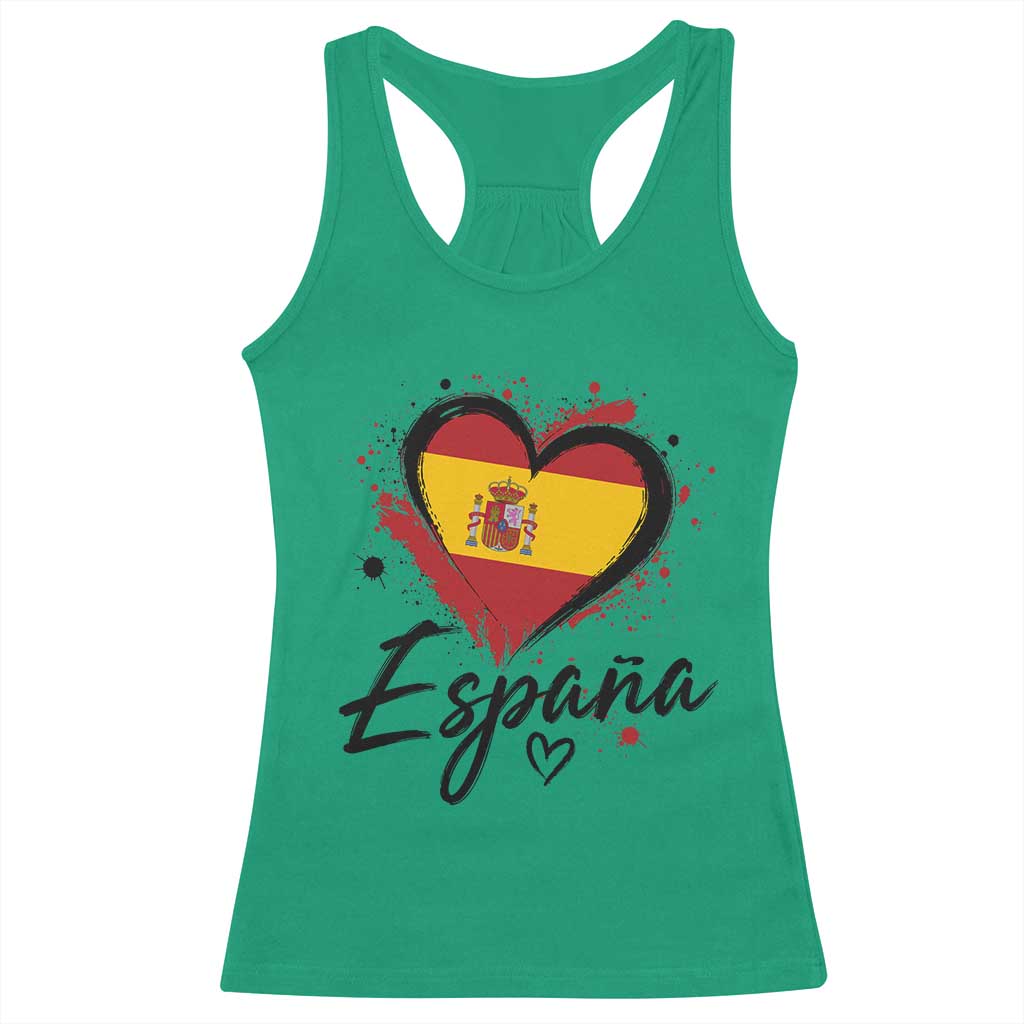 Espana Heart Spanish Flag Patriotic Spain Pride Racerback Tank Top TS11 Irish Green Print Your Wear