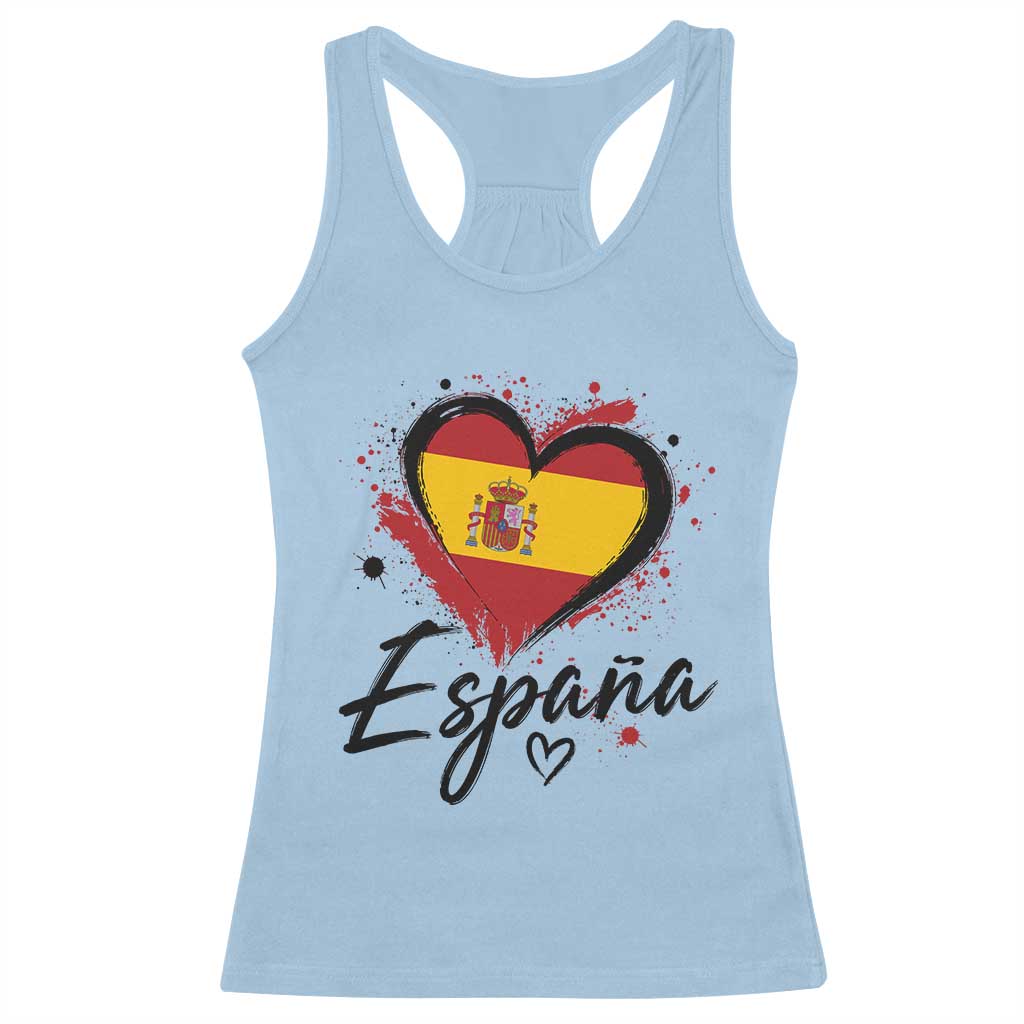 Espana Heart Spanish Flag Patriotic Spain Pride Racerback Tank Top TS11 Light Blue Print Your Wear
