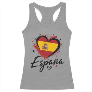 Espana Heart Spanish Flag Patriotic Spain Pride Racerback Tank Top TS11 Sport Gray Print Your Wear