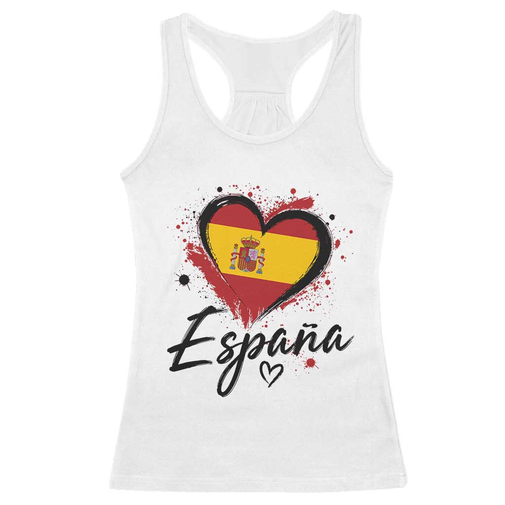 Espana Heart Spanish Flag Patriotic Spain Pride Racerback Tank Top TS11 White Print Your Wear