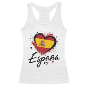 Espana Heart Spanish Flag Patriotic Spain Pride Racerback Tank Top TS11 White Print Your Wear