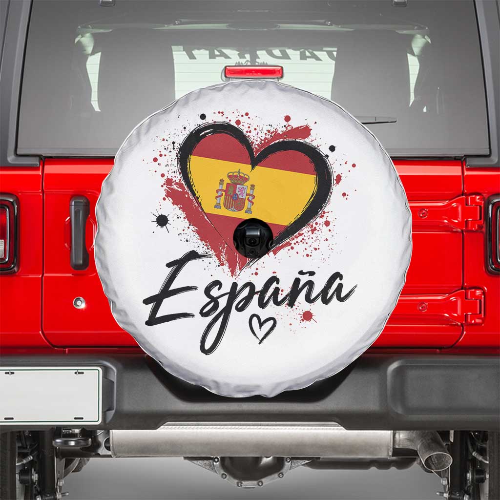Espana Heart Spanish Flag Patriotic Spain Pride Spare Tire Cover TS11 White Print Your Wear