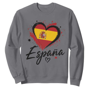 Espana Heart Spanish Flag Patriotic Spain Pride Sweatshirt TS11 Charcoal Print Your Wear