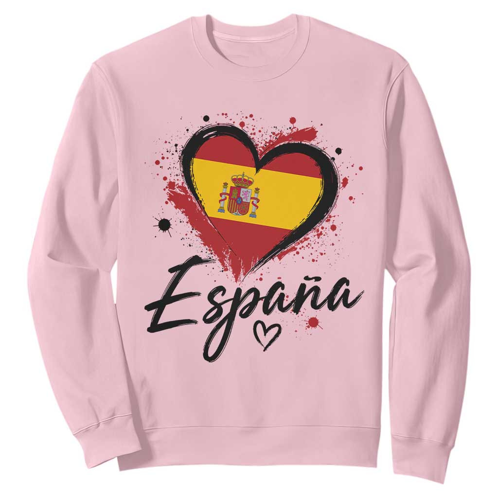 Espana Heart Spanish Flag Patriotic Spain Pride Sweatshirt TS11 Light Pink Print Your Wear
