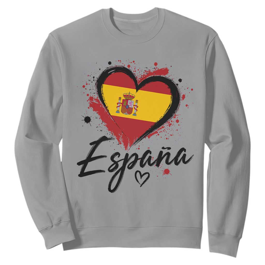 Espana Heart Spanish Flag Patriotic Spain Pride Sweatshirt TS11 Sport Gray Print Your Wear