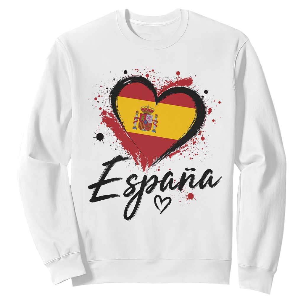 Espana Heart Spanish Flag Patriotic Spain Pride Sweatshirt TS11 White Print Your Wear