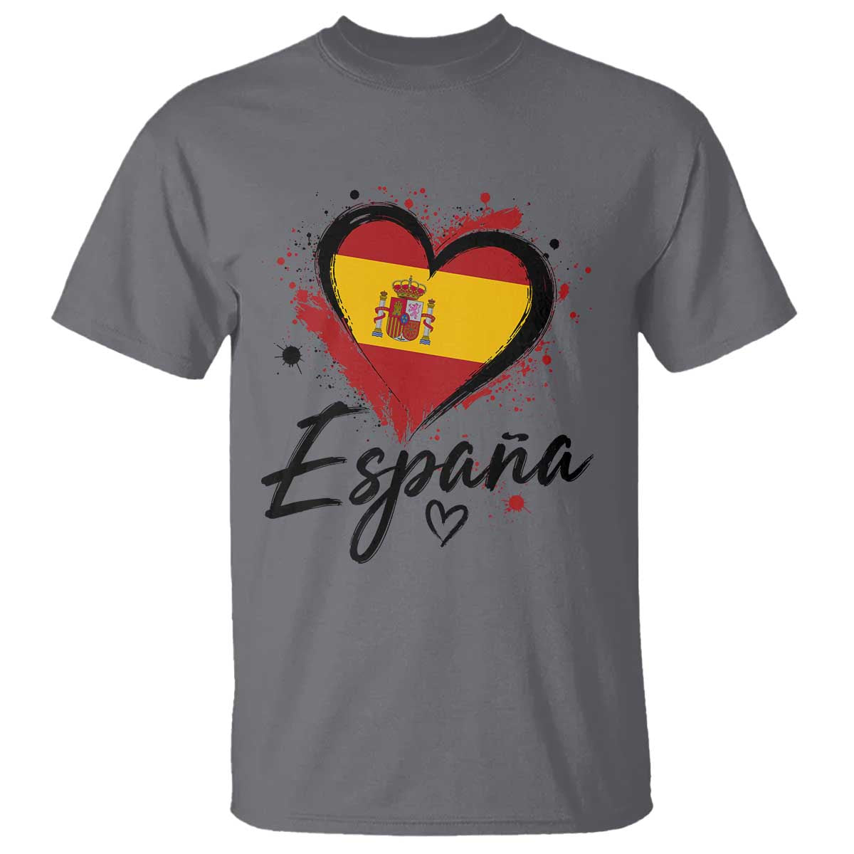 Espana Heart Spanish Flag Patriotic Spain Pride T Shirt TS11 Charcoal Print Your Wear