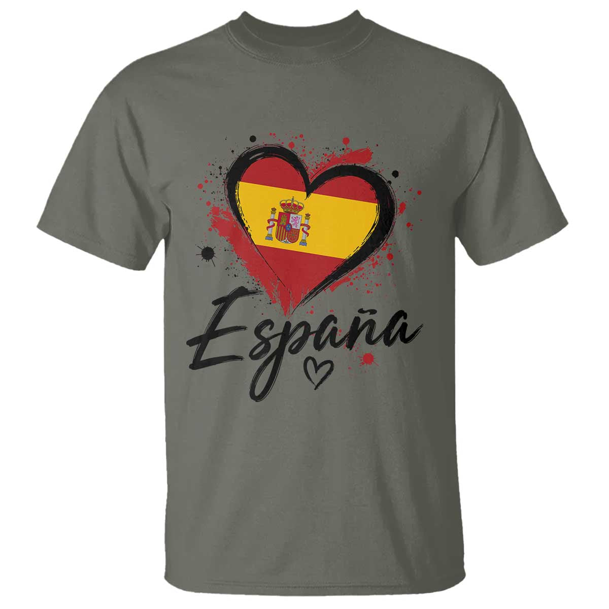 Espana Heart Spanish Flag Patriotic Spain Pride T Shirt TS11 Military Green Print Your Wear