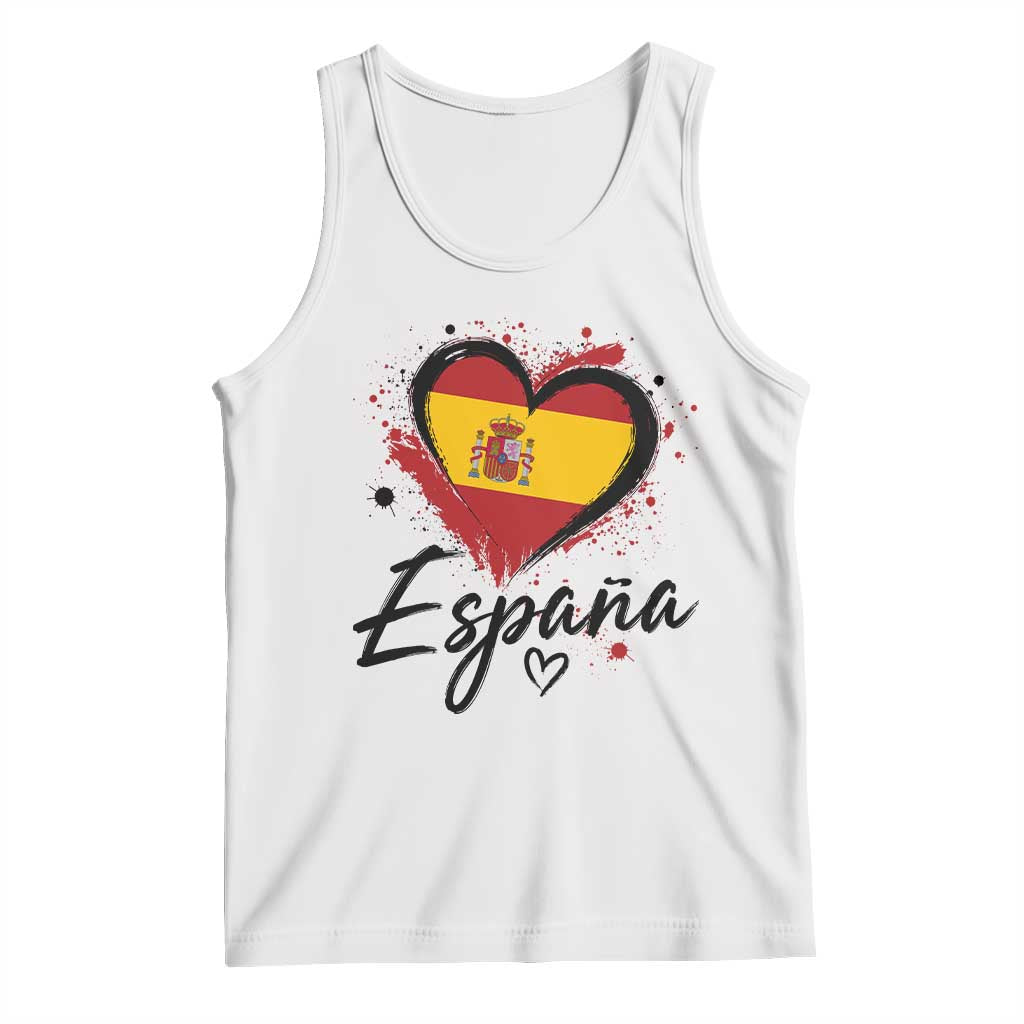 Espana Heart Spanish Flag Patriotic Spain Pride Tank Top TS11 White Print Your Wear