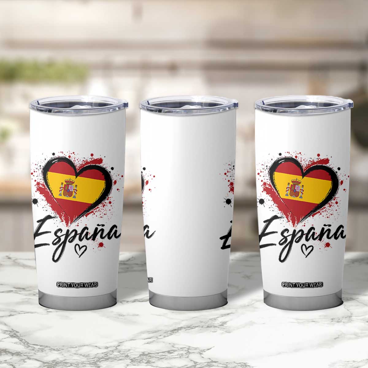 Espana Heart Spanish Flag Patriotic Spain Pride Tumbler Cup TS11 Print Your Wear