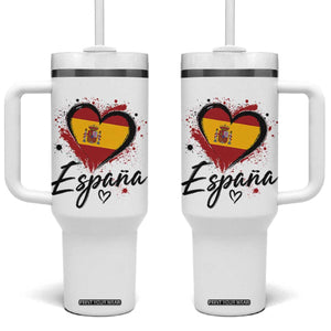 Espana Heart Spanish Flag Patriotic Spain Pride Tumbler With Handle TS11 One Size: 40 oz White Print Your Wear