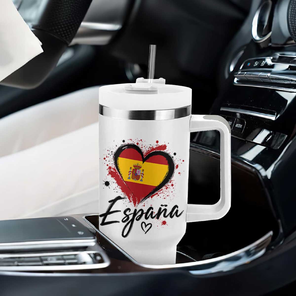 Espana Heart Spanish Flag Patriotic Spain Pride Tumbler With Handle TS11 Print Your Wear
