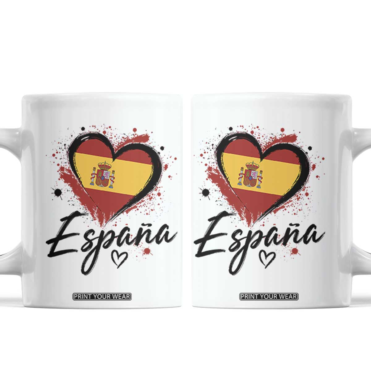 Espana Heart Spanish Flag Patriotic Spain Pride Coffee Mug TS11 White Print Your Wear