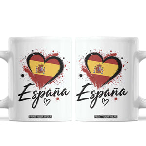 Espana Heart Spanish Flag Patriotic Spain Pride Coffee Mug TS11 White Print Your Wear