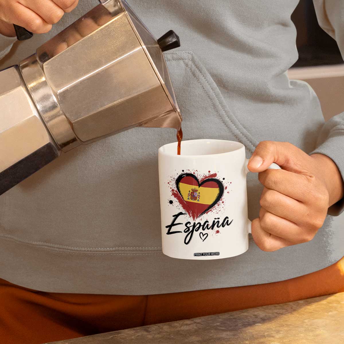 Espana Heart Spanish Flag Patriotic Spain Pride Coffee Mug TS11 Print Your Wear