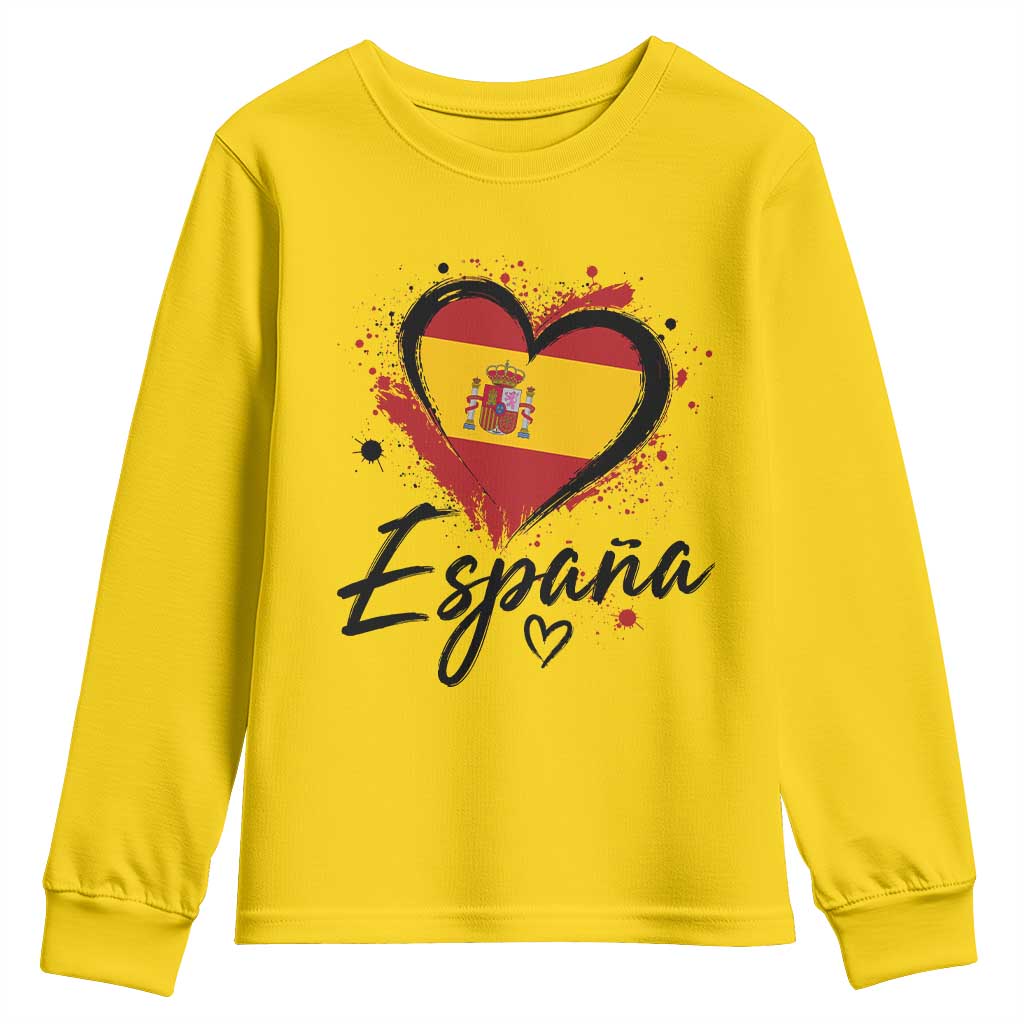 Espana Heart Spanish Flag Patriotic Spain Pride Youth Sweatshirt TS11 Daisy Print Your Wear