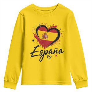 Espana Heart Spanish Flag Patriotic Spain Pride Youth Sweatshirt TS11 Daisy Print Your Wear