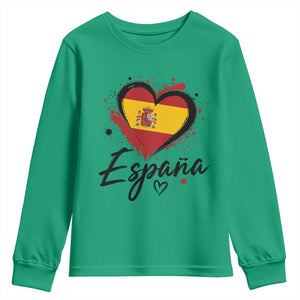 Espana Heart Spanish Flag Patriotic Spain Pride Youth Sweatshirt TS11 Irish Green Print Your Wear