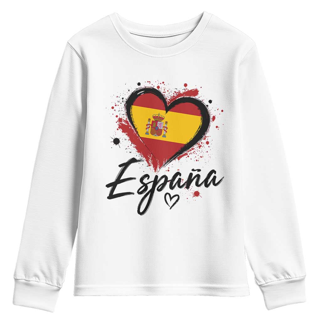 Espana Heart Spanish Flag Patriotic Spain Pride Youth Sweatshirt TS11 White Print Your Wear