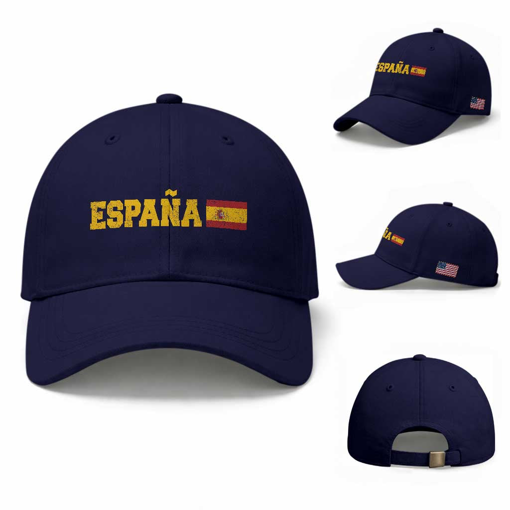 Espana Spain Vintage Sports Design Spanish Flag Baseball Cap TS11 Baseball Cap Universal Fit Dark Blue Print Your Wear