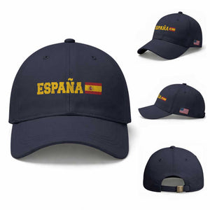 Espana Spain Vintage Sports Design Spanish Flag Baseball Cap TS11 Baseball Cap Universal Fit Navy Print Your Wear