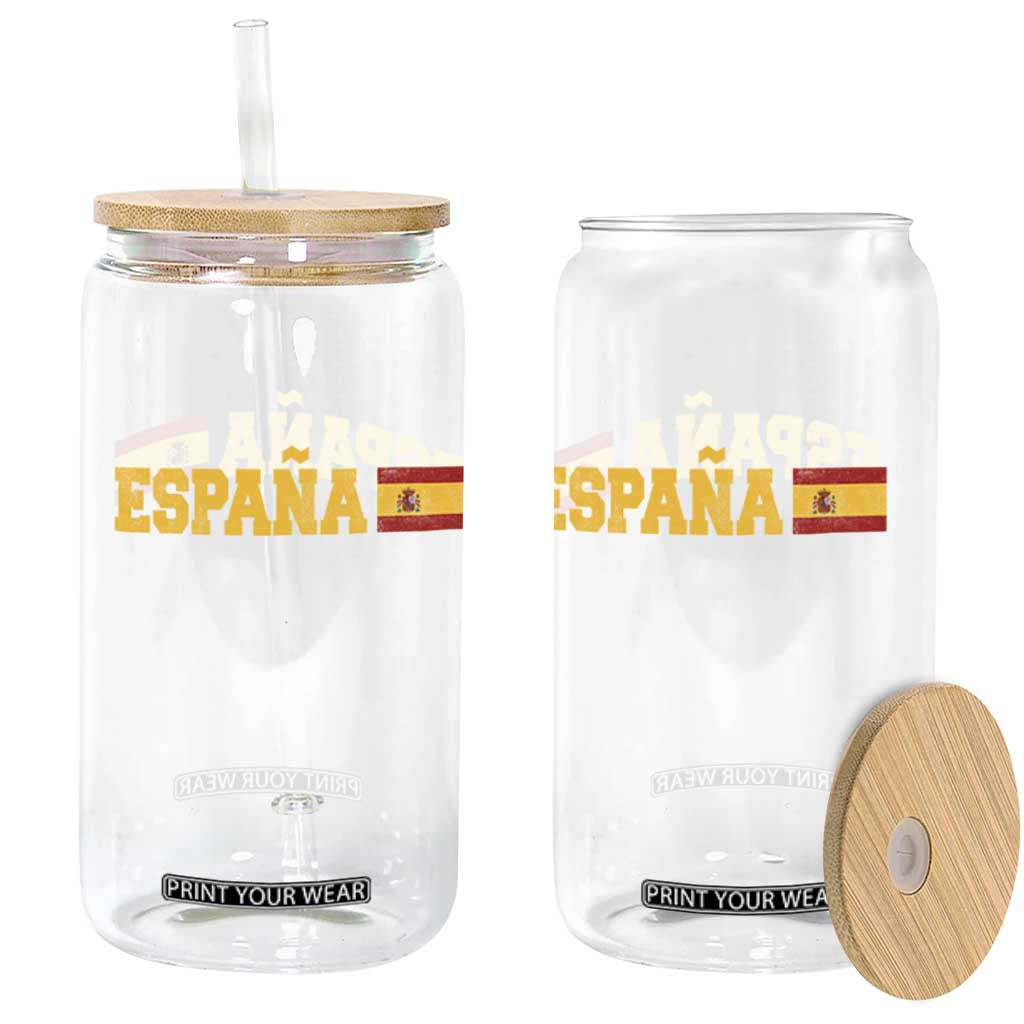 Espana Spain Vintage Sports Design Spanish Flag Glass Can TS11 Print Your Wear