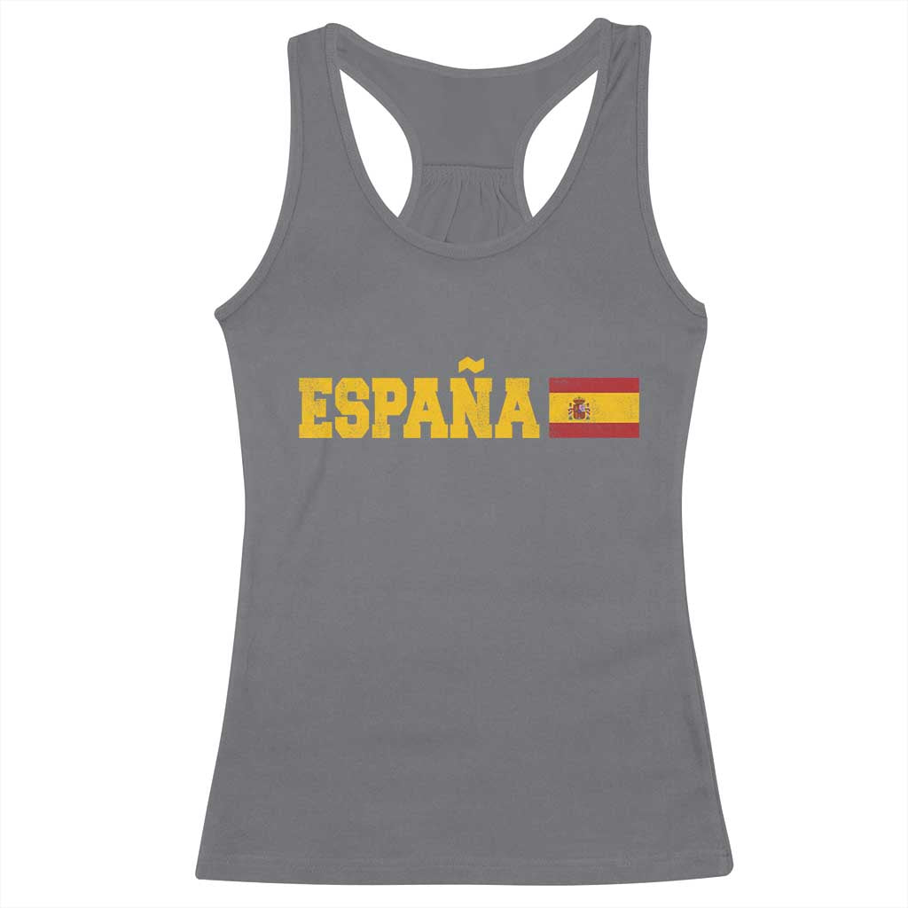 Espana Spain Vintage Sports Design Spanish Flag Racerback Tank Top TS11 Charcoal Print Your Wear
