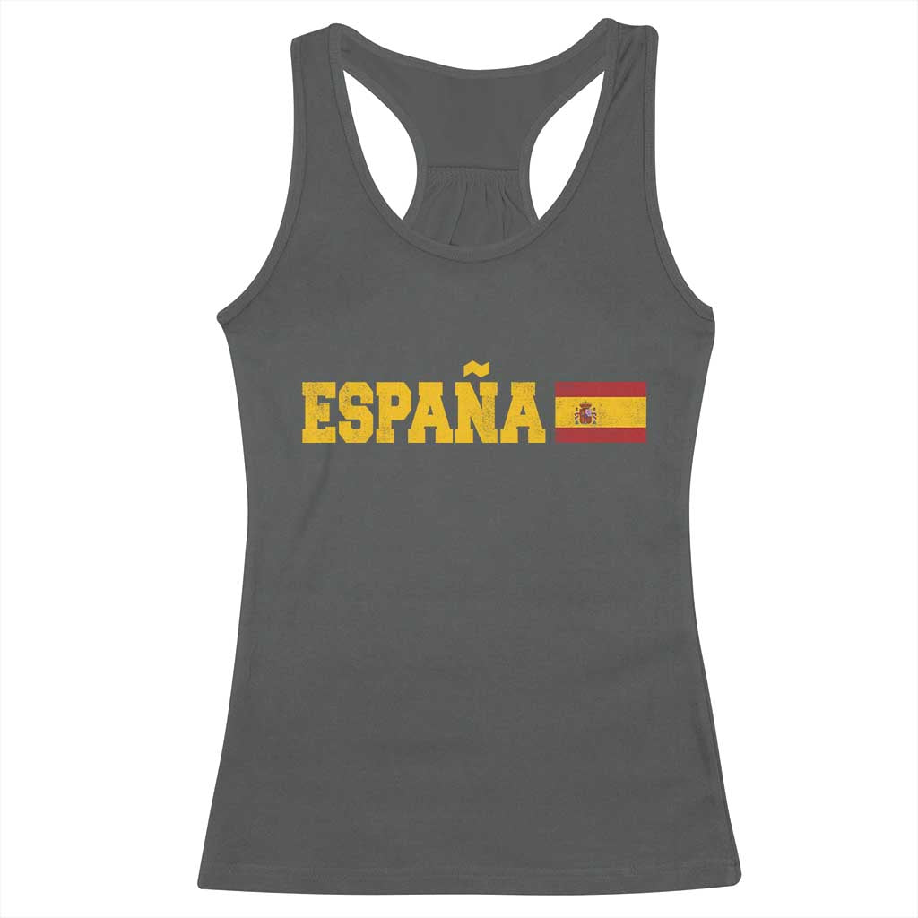 Espana Spain Vintage Sports Design Spanish Flag Racerback Tank Top TS11 Dark Heather Print Your Wear