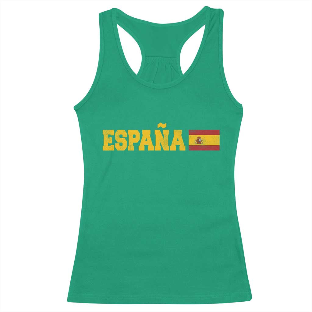 Espana Spain Vintage Sports Design Spanish Flag Racerback Tank Top TS11 Irish Green Print Your Wear