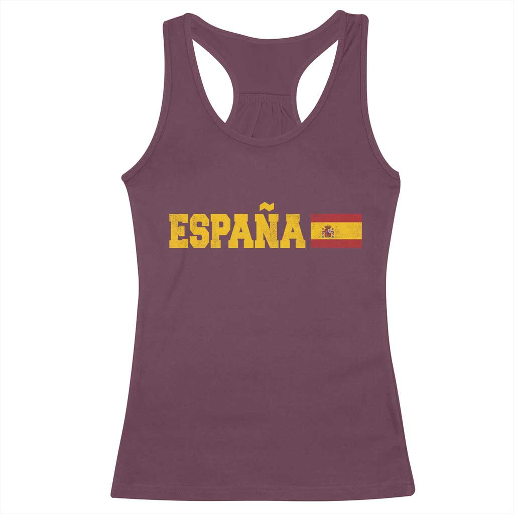 Espana Spain Vintage Sports Design Spanish Flag Racerback Tank Top TS11 Maroon Print Your Wear