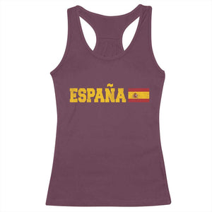 Espana Spain Vintage Sports Design Spanish Flag Racerback Tank Top TS11 Maroon Print Your Wear