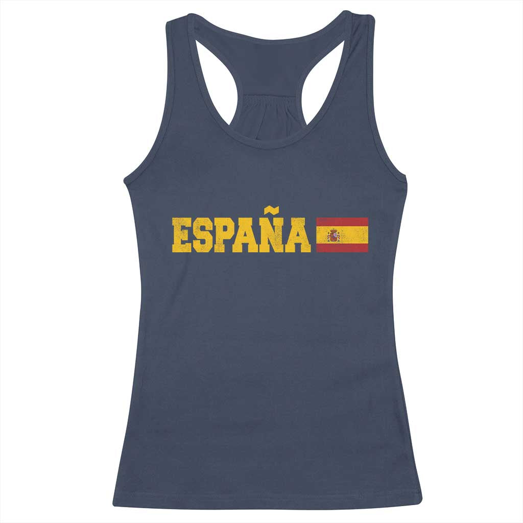 Espana Spain Vintage Sports Design Spanish Flag Racerback Tank Top TS11 Navy Print Your Wear